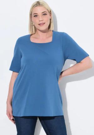 Ulla Popken T-Shirt T-Shirt A-Linie Carré-Ausschnitt