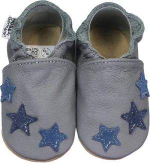 HOBEA-Germany Krabbelschuhe grau mit blauen Sternchen