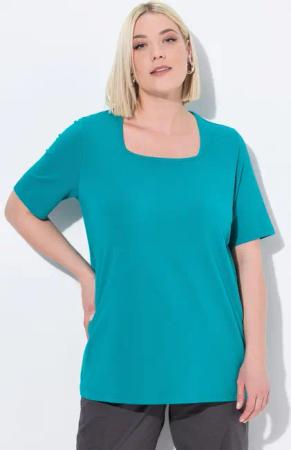 Ulla Popken T-Shirt T-Shirt A-Linie Carré-Ausschnitt