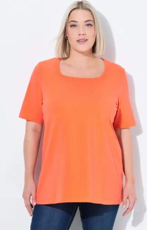 Ulla Popken T-Shirt T-Shirt A-Linie Carré-Ausschnitt