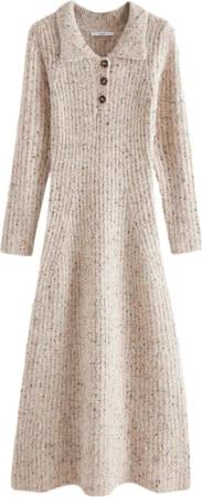 Next Strickkleid Henley Maxi-Strickkleid mit Polokragen