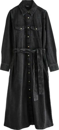 Next Jeanskleid Jeans-Midikleid mit gestuftem Frontsaum