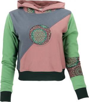 Guru-Shop Longsleeve Patchwork Hoodie aus Bio-Baumwolle