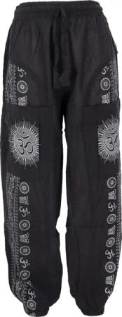 Guru-Shop Relaxhose Yogahose, Unisex-Baumwoll-Goa-Hose mit Druck