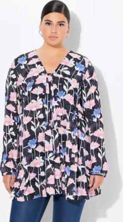 Ulla Popken Longbluse Bluse Alloverdruck A-Linie
