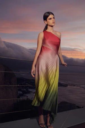 Next Partykleid Festliches plissiertes One-Shoulder-Kleid (1-tlg)