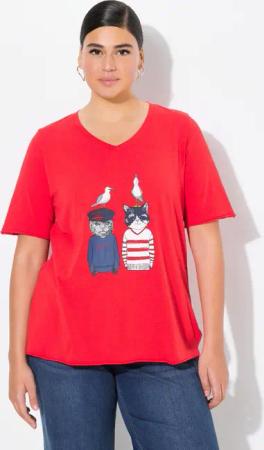 Ulla Popken T-Shirt T-Shirt Katzen A-Linie