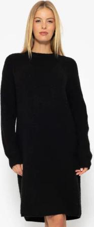 SASSYCLASSY Midikleid Strickkleid Damen mit Rundhalsausschnitt