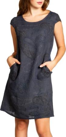 Caspar Sommerkleid SKL022 Damen Sommer Leinenkleid