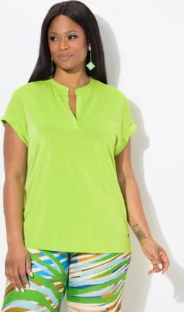 Ulla Popken T-Shirt T-Shirt Glanzeffekt Tunika-Ausschnitt