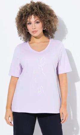 Ulla Popken T-Shirt T-Shirt Metallic-Tiermotiv V-Ausschnitt