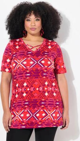 Ulla Popken Longshirt Longshirt Zierbänder A-Linie