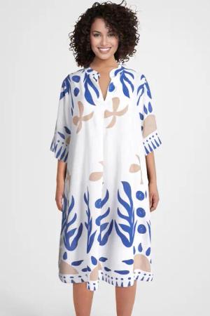 PEKIVESSA Sommerkleid Weites Blusenkleid wadenlang kurzarm