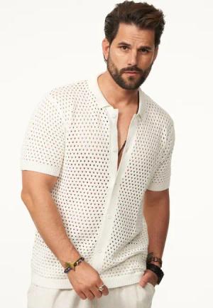 SOULSTAR Poloshirt im Crochet Vintage Summer-Look