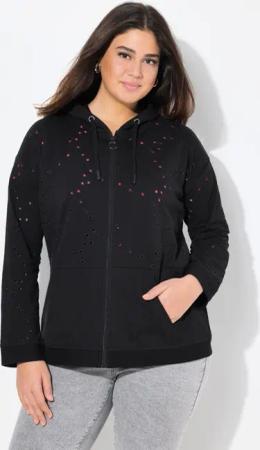 Ulla Popken Sweatjacke Sweatjacke Lochstickerei Oversized