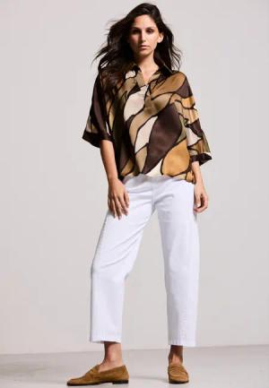 Andijamo-Fashion Druckbluse GOLDEN BREEZE Passe im