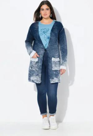 Ulla Popken Strickjacke Strickjacke V-Ausschnitt Knopfverschluss