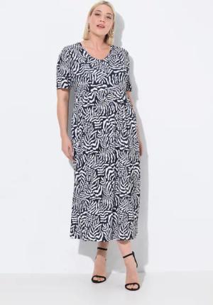 Ulla Popken Maxikleid Maxikleid A-Linie V-Ausschnitt