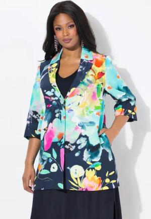Ulla Popken Sommerjacke Jacke A-Linie Reverskragen