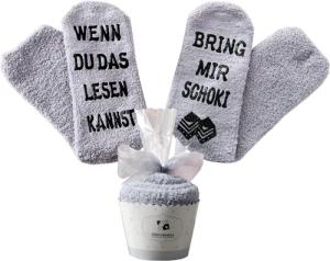 Lucadeau Kuschelsocken mit Spruch "bring mir