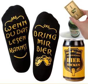 Lucadeau Freizeitsocken mit Bier Spruch und