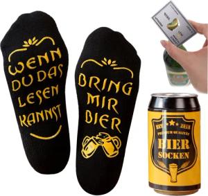Lucadeau Freizeitsocken mit Bier Spruch und