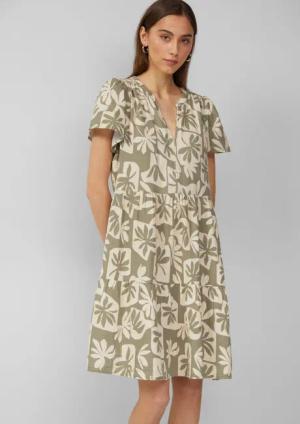QS Minikleid Volantkleid aus Musselin Raffung