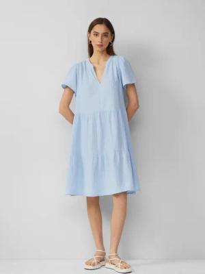 QS Minikleid Volantkleid aus Musselin Raffung