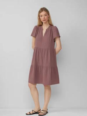 QS Minikleid Volantkleid aus Musselin Raffung