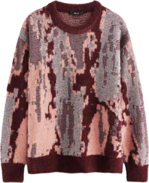 Next Rundhalspullover Glitzernder Strickpullover mit abstraktem