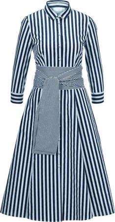 MADELEINE Midikleid Gestreiftes Hemdblusenkleid mit Bindeschärpe