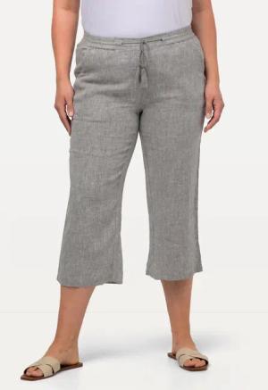 Ulla Popken Funktionshose 7/8-Leinenhose elastischer Bund