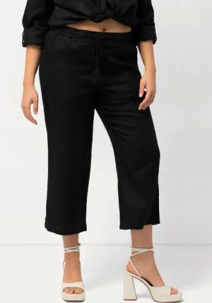 Ulla Popken Funktionshose 7/8-Leinenhose elastischer Bund