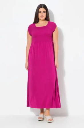 Ulla Popken Maxikleid Kleid A-Linie gesmokt