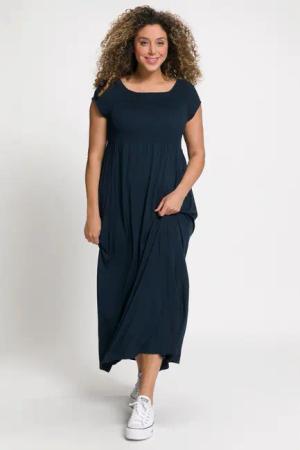 Ulla Popken Maxikleid Kleid A-Linie gesmokt