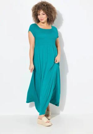 Ulla Popken Maxikleid Kleid A-Linie gesmokt