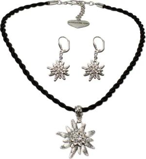 Alpenflüstern Ketten-Set Trachtenschmuck-Set Kordel-Trachtenkette und Ohrhänger