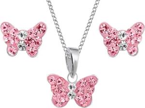 Goldene Hufeisen Schmuckset Rosa Schmetterling Anhänger