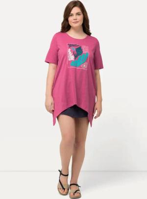 Ulla Popken T-Shirt T-Shirt Korallen V-Ausschnitt