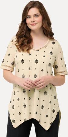 Ulla Popken Longshirt T-Shirt Rhomben V-Ausschnitt