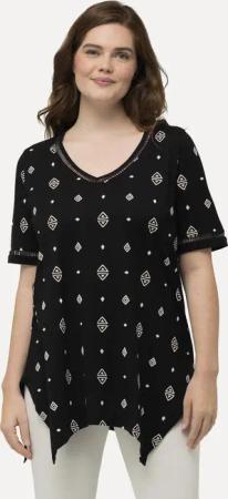 Ulla Popken Longshirt T-Shirt Rhomben V-Ausschnitt