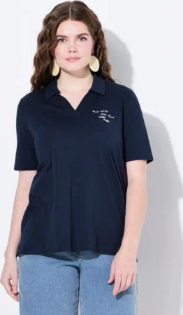 Ulla Popken Poloshirt Poloshirt Stickerei Polokragen