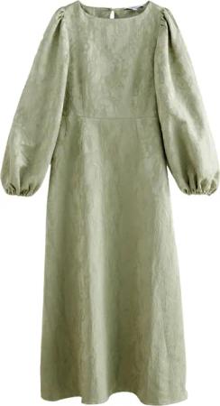 Next Maxikleid Jacquard-Maxikleid mit langen Puffärmeln