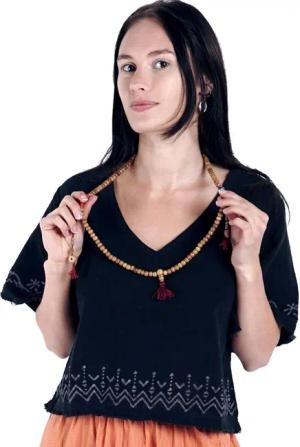 Guru-Shop T-Shirt Weites Top mit handgefertigtem