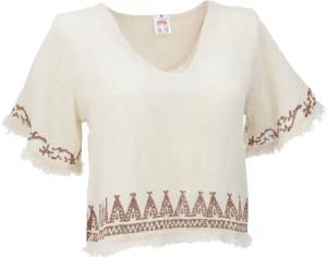 Guru-Shop T-Shirt Weites Top mit handgefertigtem