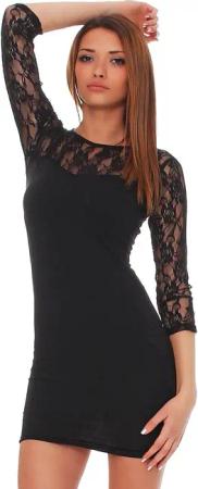 Mississhop Partykleid Damen Kleid Minikleid Spitzeneinsatz