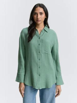 TOM TAILOR Langarmbluse Oversize Musselin Hemdbluse