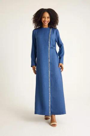 fashionshowcase Tunikakleid Abaya Kleid mit Schmuckdetails