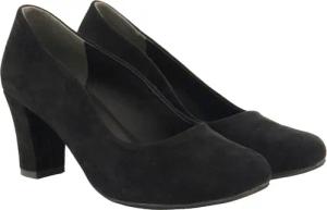 Ulla Popken Veloursleder-Pumps Wellenschnitt Blockabsatz Pumps