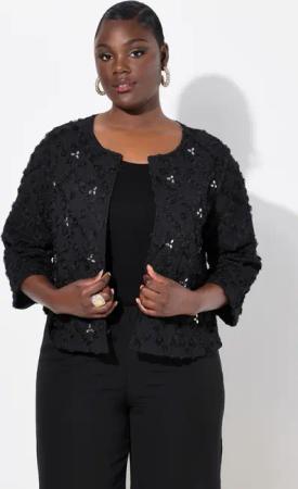 Ulla Popken Kurzjacke Jacke Boxy-Form Rosen